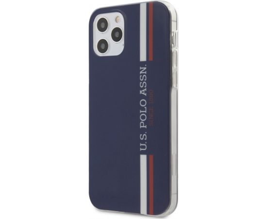 3MK U.S. Polo USHCP12MPCUSSNV Tricolor Vertical Stripes Cover Чехол для Apple iPhone 12 / 12 Pro sinine