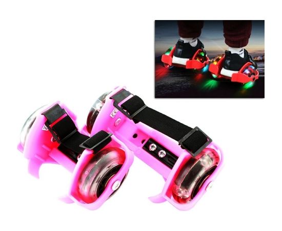 Детские роликовые коньки Goodbuy с 3 светодиодными лампами, диаметр 7 см, розовые