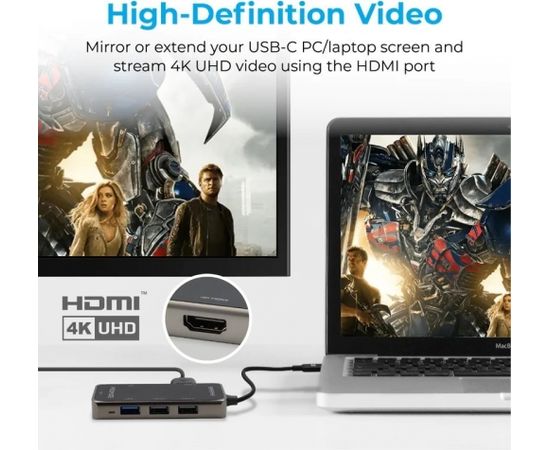 PROMATE PrimeHub-Lite USB-C Multimedia Hub / 4K HDMI / USB3.0 / SD / PD