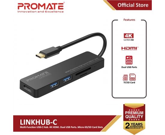 PROMATE LinkHub-C USB-C to HDMI 4K / 2X USB 3.0 / SD