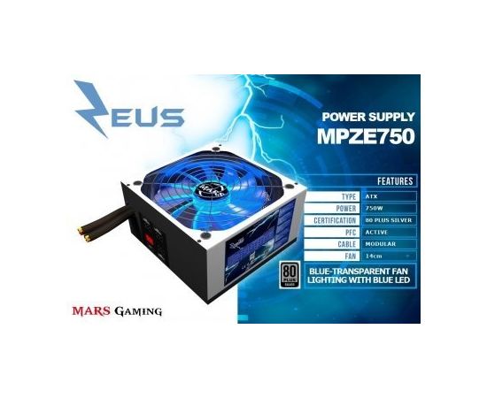 Mars Gaming MPZE750 Zeus Modular Barošanas Bloks ATX 750W