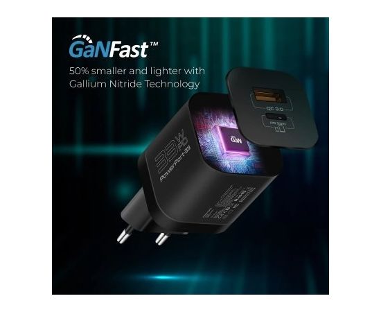 PROMATE PowerPort-33 GaNFast Tīkla lādētājs 33W / USB-C PD / USB-A