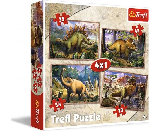 TREFL Pužļu komplekts 4in1 Dinozauri