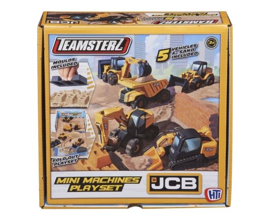 JCB MINI MACHINES Игровой набор с 5-ю машинками стройтехники и песком