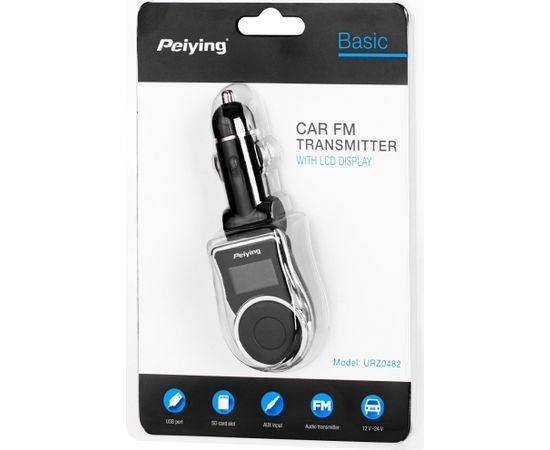 Peiying FM raidītājs 1 x USB 12 / 24V / microSD / melns
