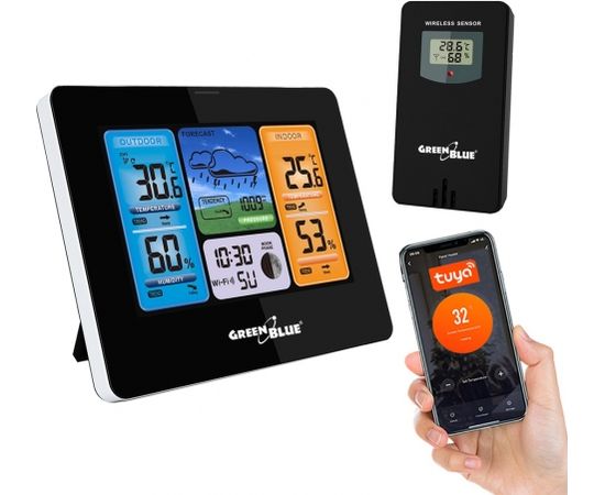 Greenblue Wireless WiFi Weather Station Outdoor Sensor Calendar Barometer Tuya Smart App IPX4