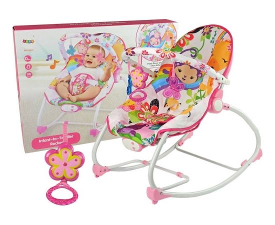 Кресло-качалка Lean Sport 2в1 Flower Pink, вибрация и звуки
