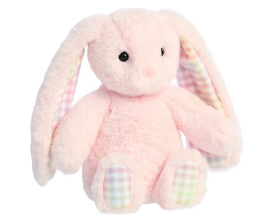 AURORA Rainbow Gingham Bunnies Плюшевый розовый заяц 18 см