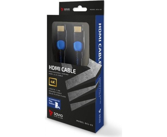 Savio GCL-02 HDMI cable 1.8 m HDMI Type A (Standard) Black,Blue