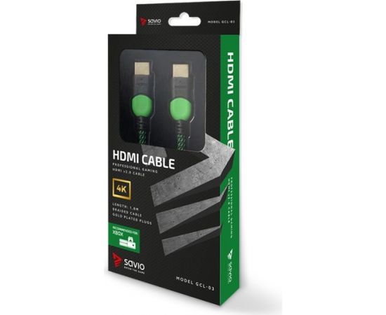 Savio GCL-03 HDMI cable 1.8 m HDMI Type A (Standard) Black,Green