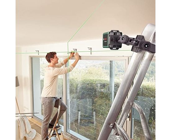 Bosch Cross line laser Quigo Green II, with clamp (green/black, green laser lines, range 10 meters)