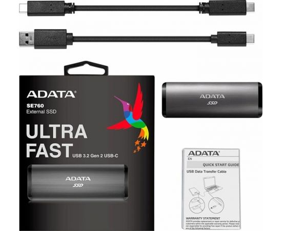 ADATA SE760 512 GB, external SSD (grey, USB-C 3.2 Gen 2) Ārējie cietie diski HDD SSD