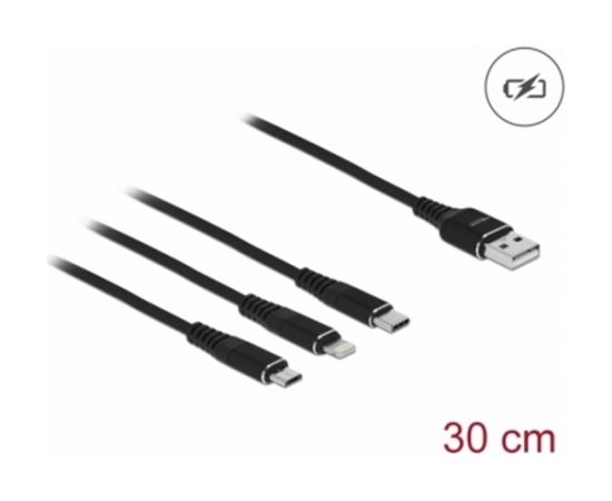 DELOCK USB Charging Cable 3 in 1 for Lightning / Micro USB / USB Type-C 30cm