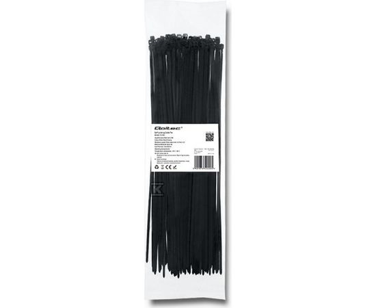 QOLTEC 52200 Zippers 3.6 300 100pcs nylon UV Black