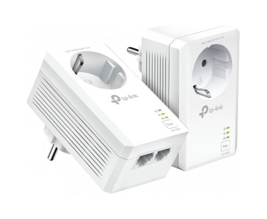 TP-LINK AV1000 2-Port Gigabit Passthrough Powerline Starter Kit TL-PA7027P KIT 10/100/1000 Mbit/s, Ethernet LAN (RJ-45) ports 2, No Wi-Fi, Extra socket