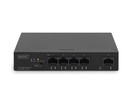 Digitus 4 Port Gigabit PoE Switch DN-95330-1 10/100/1000 Mbps (RJ-45), Unmanaged, Desktop, Ethernet LAN (RJ-45) ports 4