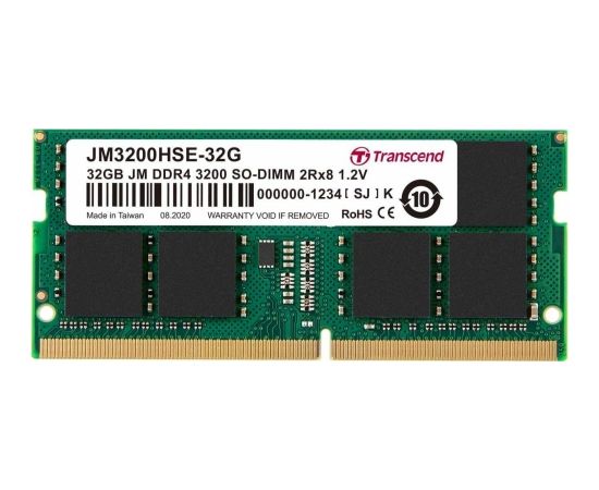 TRANSCEND 32GB JM DDR4 3200Mhz SO-DIMM 2Rx8 2Gx8 CL22 1.2V