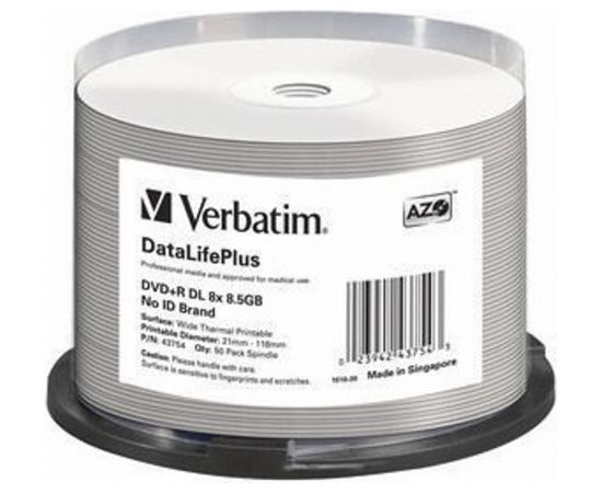 VERBATIM DVD+R DL spindle 8.5GB 50pc