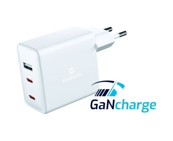 Swissten GaN зарядное устройство 2 x USB-C / USB / 70W