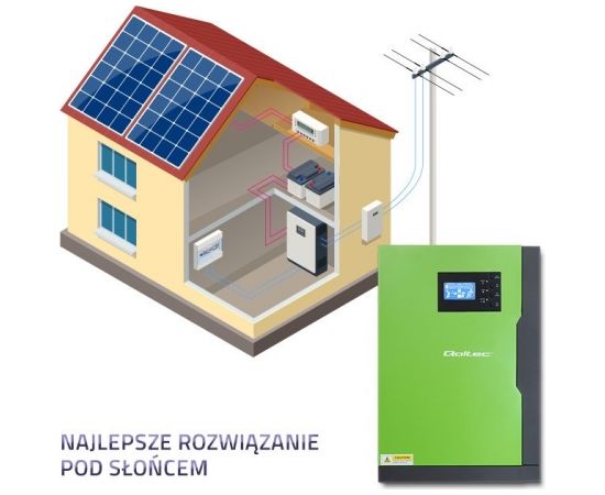 Qoltec 53886 Hybrid Solar Inverter Off-Grid 3,5kW | 100A | 24V | MPPT | Sinus Inventori