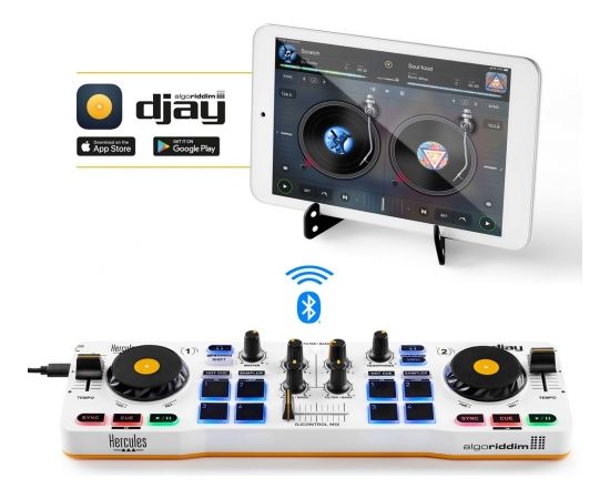 Hercules DJControl Control MIX Bluetooth Pour Smartphone et tablettes ( Andoid e 2 channels Black, White, Yellow