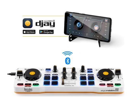 Hercules DJControl Control MIX Bluetooth Pour Smartphone et tablettes ( Andoid e 2 channels Black, White, Yellow