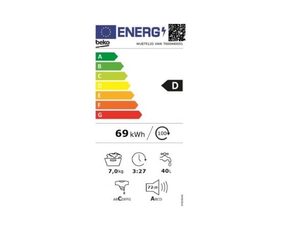 BEKO WUE 7512 DXAW 7kg 1000rpm Veļas mašīna