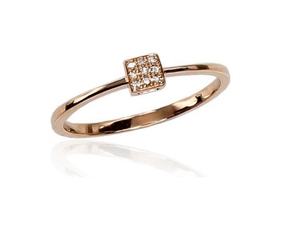 Золотое кольцо #1100290(Au-R)_DI, Красное Золото 585°, Бриллианты (0,026Ct), Размер: 16.5, 1.02 гр.