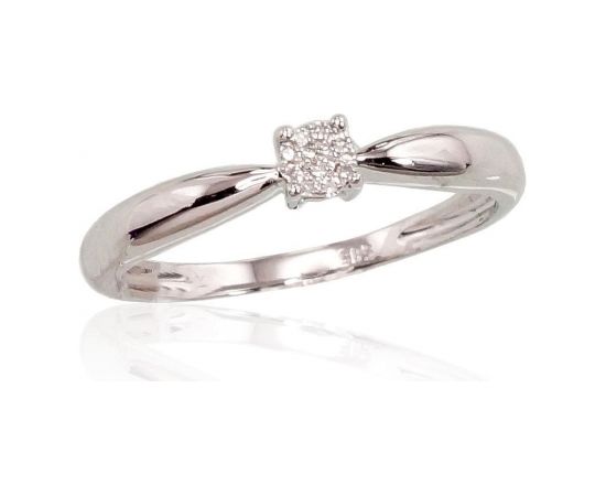 Золотое кольцо #1100187(Au-W)_DI, Белое Золото 585°, Бриллианты (0,024Ct), Размер: 17.5, 1.56 гр.