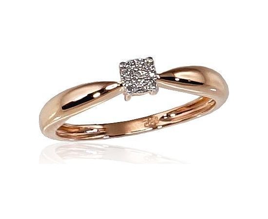 Золотое кольцо #1100187(Au-R+PRh-W)_DI, Красное Золото 585°, родий (покрытие), Бриллианты (0,022Ct), Размер: 18.5, 1.63 гр.