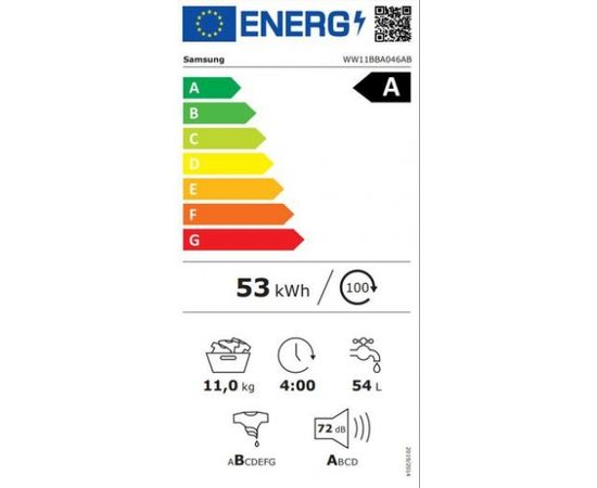 Samsung WW11BBA046ABLE veļas mazgājamā mašīna 11kg melna 1400rpm Veļas mazgājamās mašīnas