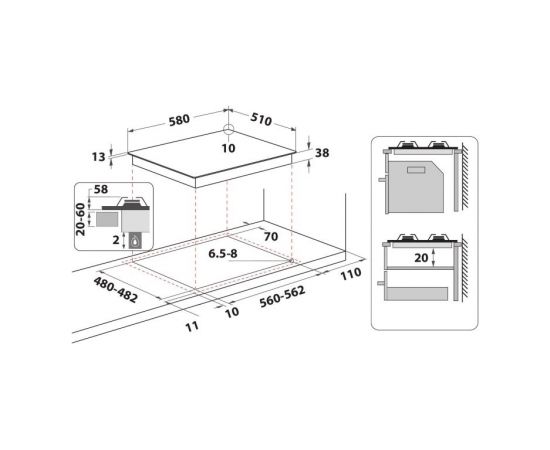 Whirlpool TGML 650 IX hob Silver Built-in Gas 4 zone(s)