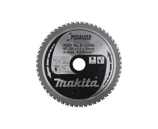 Griešanas disks metālam Makita; 136x1,1x20,0 mm; Z56; 0°