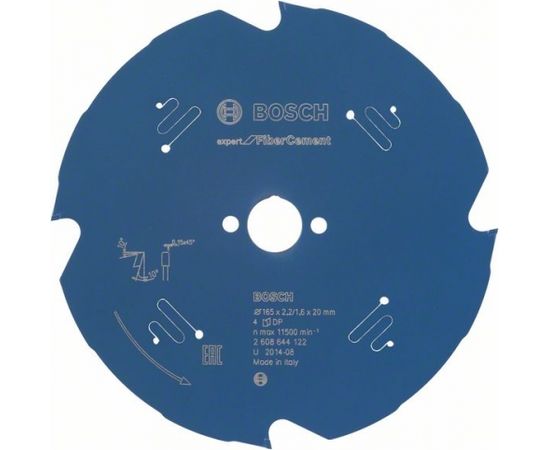 Griešanas disks šķiedru cementam Bosch Expert for Fiber Cement; 165x2,2x20,0 mm; Z4; 10°