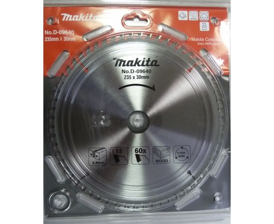 Griešanas disks kokam Makita; 235x2,4x30,0 mm; Z60; 15°