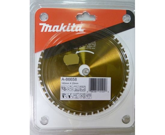 Griešanas disks metālam Makita; 160x1,6x20,0 mm; Z46; 0°