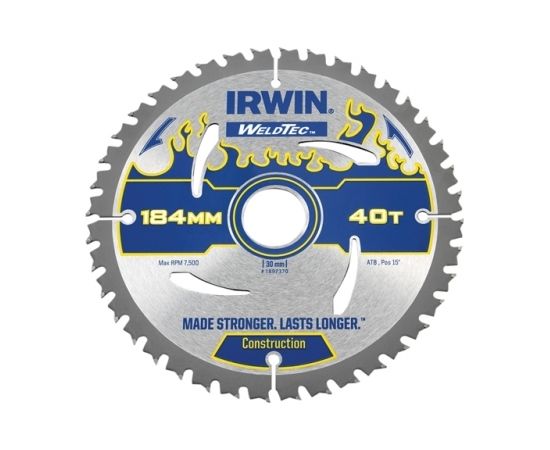 Griešanas disks kokam Irwin; 184x2,4x30,0 mm; Z40