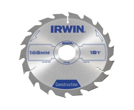 Griešanas disks kokam Irwin; 165x2,5x30,0 mm; Z18