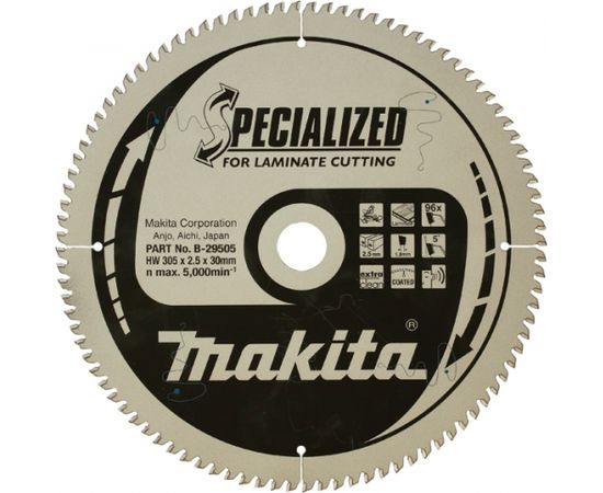 Griešanas disks laminātam Makita; 305x2,5x30,0 mm; Z96; 5°