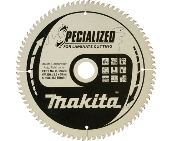 Griešanas disks laminātam Makita; 250x2,5x30,0 mm; Z84; 5°