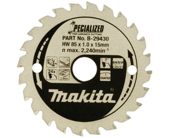 Griešanas disks laminātam Makita; 85x1x15,0 mm; Z24; 7°