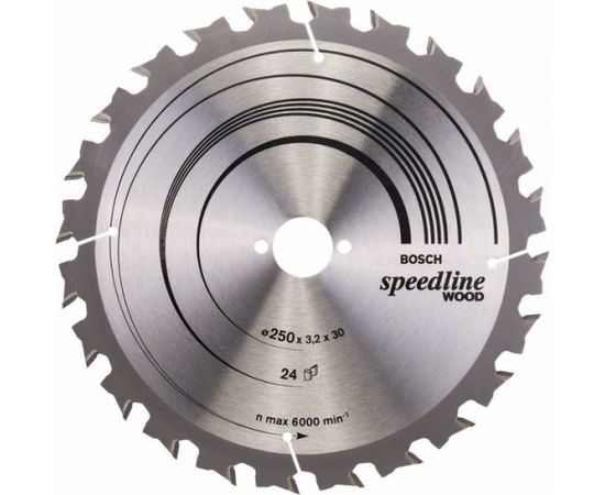 Griešanas disks kokam Bosch SPEEDLINE WOOD; 250x3,2x30,0 mm; Z24; 15°