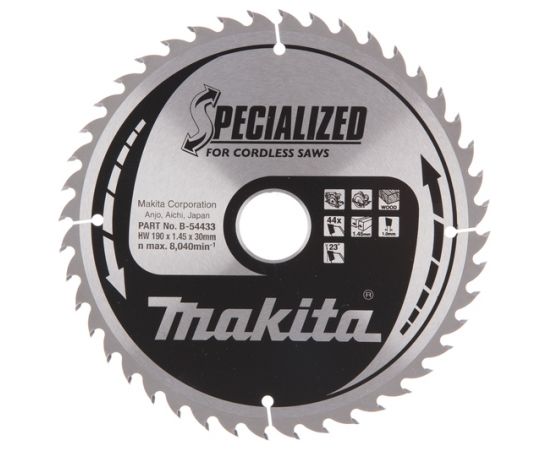 Griešanas disks kokam Makita; 190x1,45x30,0 mm; Z44; 23°