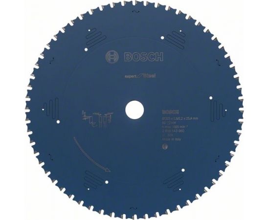 Griešanas disks metālam Bosch EXPERT FOR STEEL; 305x2,6x25,4 mm; Z60; 0°