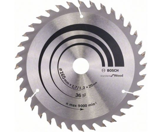 Griešanas disks kokam Bosch; 165x1,7x20,0 mm; Z36; 15°
