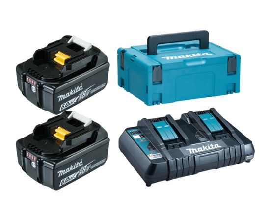 Piederumu komplekts Makita PowerPack; 18 V; 2x6,0 Ah akum. + lādētājs