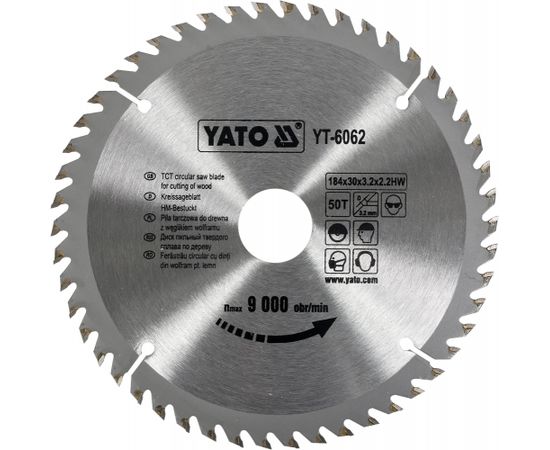 Griešanas disks kokam Yato YT-6062; 184x3,2x30 mm; Z50