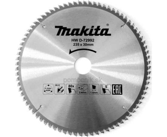 Griešanas disks Makita D-72992 TCT; 235x30 mm; T80; 5°