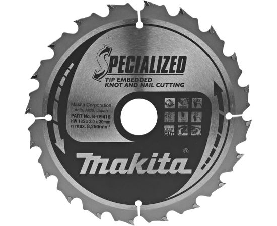 Griešanas disks kokam Makita Specialized; 185x2x30 mm; Z20; 25°