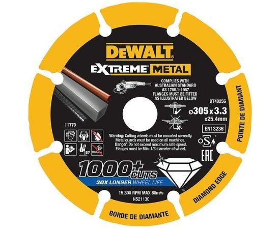 Griešanas disks metālam DeWalt; 305x3,3x25,4 mm